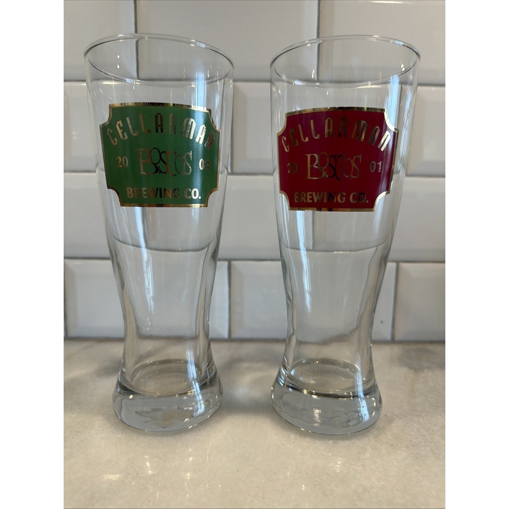 Set Of 2‎ 2001 Boscos Brewing Co. Cellarman Pilsner Glass OLA001
